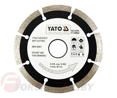 Круг алмазный 115x22,2 мм сегмент Yato YT-6002