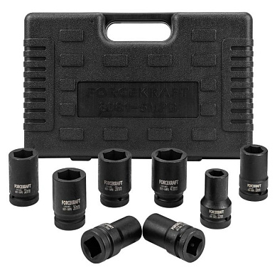 Набор головок ударных глубоких 8 пр. 1'' 6-гр. 22-41 мм ForceKraft FK-8081-5MPB
