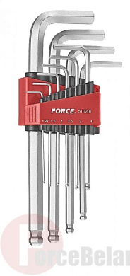 Набор 6-гр. ключей Force 5102LB с шаром длинных (1.27-10 мм) 10 пр.