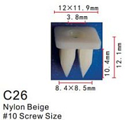 Клипса для крепления внутренней обшивки а/м Тойота пластиковая, 100 шт Forsage C0026(Toyota)