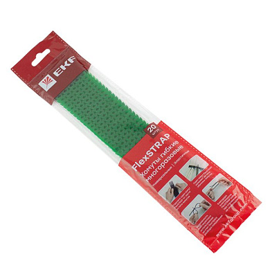 Хомут гибкий, 20 шт, зеленый FlexSTRAP EKF plc-fs-gr