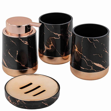 Набор для ванной комнаты 4 пр., мыльница, дозатор для мыла, подставка для зубных щеток, подставка для косметических аксессуаров La and Te beaute LT-BSP-14BK