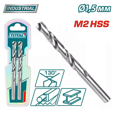 Сверло по металлу M2 HSS 1,5 мм TOTAL TAC1200152 (2шт.)