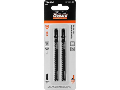 Пилка лобз. по дереву T144DF, 2 шт., пропил прямой, грубый, быстрый рез в т.ч. в твердой древесине GEPARD GP0631-12