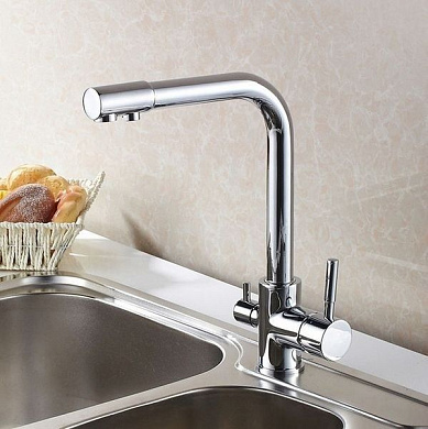 Смеситель для кухни с подключением к фильтру, латунь, хром Ledeme L4055-3