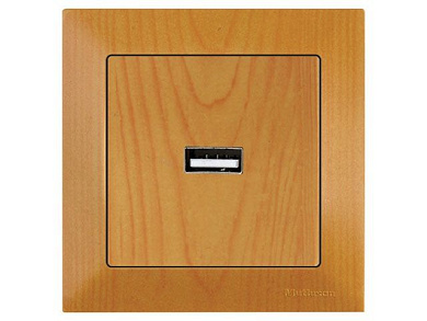 Розетка 1-ая USB, скрытая, дуб, DARIA, Mutlusan 21204480158