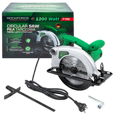 Пила циркулярная 1200Вт, 5500 об/мин, размер диска 185х20х2,4 мм RockForce RF-7185