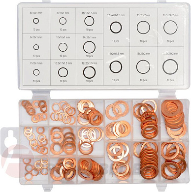 Набор медных прокладок, шайб 150 шт. Yato YT-06871