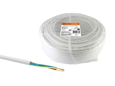 Провод ПВС 3х1,5, бухта 100 м, белый TDM SQ0118-0039
