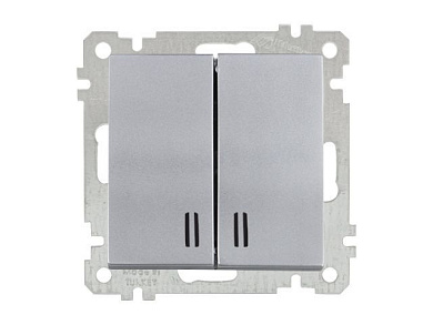 Выключатель 2-клав., с подсветкой, скрытый, винт. зажим серебро, ELITRA, 10 A, 250 V, IP 20 Mutlusan 2270 426 0292