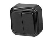 Выключатель 2 клав., открытый, до 6А, черный, Стандарт, VA56-232-Ч, Юпитер JP7412-02