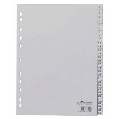 Разделитель "Durable", A4, 31 деление, серый