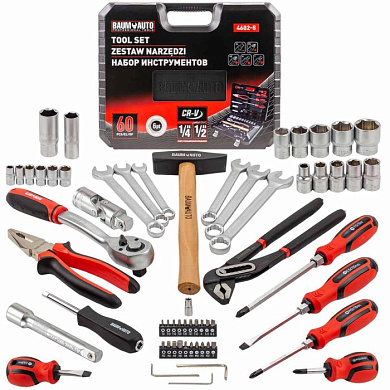 Набор инструментов 60 пр. 1/4''&1/2'' 6-гр BaumAuto BM-4602-5