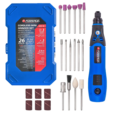 Гравер аккумуляторный 3.6V, Li-ion 600Ah в комплекте с аксессуарами 26 пр Forsage F-IXO VI