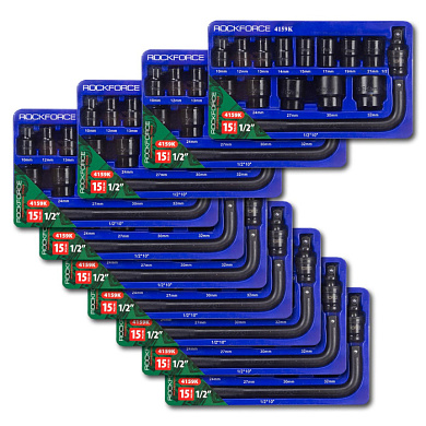 Набор головок ударных 15 пр. 1/2'' 6-гр. 10-32 мм в ложементе, 10 к-тов RockForce RF-4159K 10 K-T