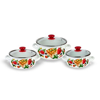 Набор кастрюь Запеканка-1-Экстра, 2, 3, 4 л, белая Керченский металлургический завод 61094-ЗАПЕКАНКА