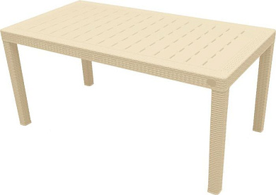 Стол пластиковый большой Rattan 1532×789×701мм, сливочный Пластик Репаблик ING6184СЛВ