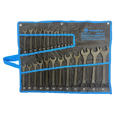 Набор комбинированных ключей 6-32 мм, рожковый ключ 36х41 мм 25 пр KINGTUL KT-5261P36 Black