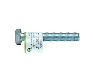 Болт с шестигранной головкой М16х100/100, DIN933, ГОСТ 7798-70, прочн. 8.8, цинк, 1 шт ЕКТ B009882