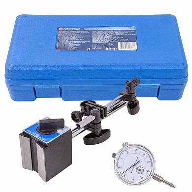 Индикатор часового типа с магнитной стойкой 0-10мм, погрешность-0,01мм, в кейсе Forsage F-01729
