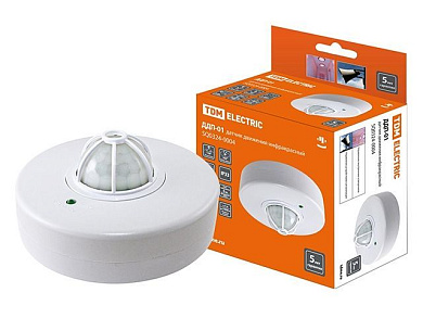 Датчик движения потолочный ДДП-01 1100Вт, 5-480с, 2-8м, 5+Лк, 120(сбоку+360(сверху гр, IP33, TDM SQ0324-0004