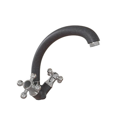 Смеситель для кухни высокий, латунь, GS-008, черный мат, Gamma Stone 114437