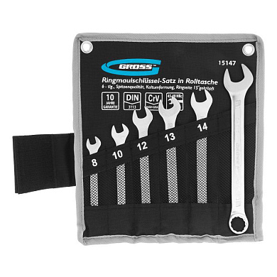 Набор ключей комбинированных 8-17 мм, 6 шт., CrV, холодный шт.амп Gross 15147