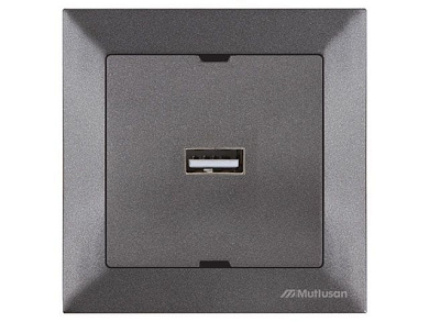 Розетка 1-ая USB, скрытая, дымчатая, DARIA, Mutlusan 21204480195