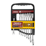 Набор ключей трещоточных 8-19 мм, 9 пр. DISEN DSD1513