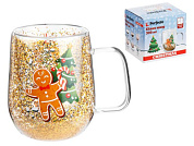 Кружка стеклянная с двойными стенками 380 мл серия CHRISTMAS-2 PERFECTO LINEA 30-380261