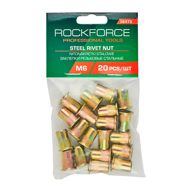 Набор резьбовых стальных заклепок М6 20 шт RockForce RF-36473