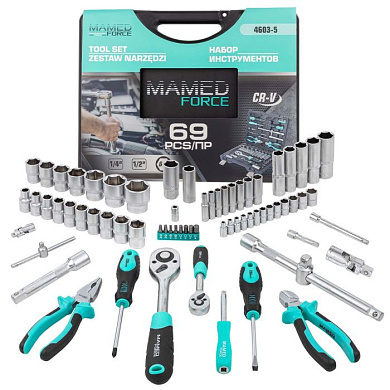 Набор инструментов 1/4''&1/2" 6-гр 69 пр. MAMEDFORCE MF-4603-5