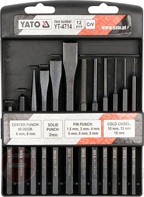 Набор зубил и пробойников 12 пр. CrV Yato YT-4714