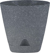 Горшок для цветов InGreen Amsterdam D140мм 1,35л с прикорневым поливом, тёмный камень Пластик Репаблик IG629910026