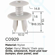 Клипса для крепления внутренней обшивки а/м европейских а/м пластиковая, 100 шт Forsage C0929Dark Grey(European car)