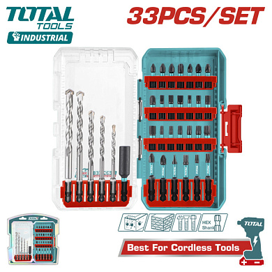 Набор сверл по бетону и бит TOTAL TACSDL11303 (33 шт)