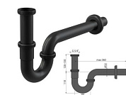 Сифон для умывальника D32, U-форма, цельнометаллический, с накидной гайкой 5/4,черный мат, Alcaplast A4320BLACK
