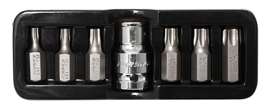 Набор бит TORX Т25-Т55 10 мм L30 мм, с битодержателем 1/2'', в ложементе 7 пр Forsage F-4074