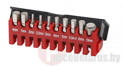 Набор бит HEX 2-10 мм 10 пр. 1/4'' Force 21011