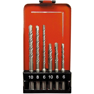 Набор буров по бетону, 6-8-10х110,6-8-10х160 мм, 6 шт, SDS Plus Matrix 71096
