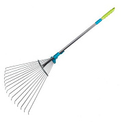 Грабли веерные стальные, 190-600 х 790-1620 мм,15 зубьев, раздвижные,стальной черенок, Luxe Palisad 61787