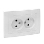 Валенсия розетка 2-местная б/з 10А белая с защ, штор, EKF PROxima EWR10-102-10