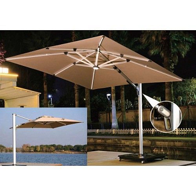 Зонт садовый 300х300 см, хаки с подсветкой H-D HD-8004-300300K