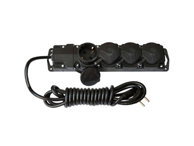 Удлинитель-шнур 10м брызгозащищенный, 4 роз., 3.7кВт, с/з, ПВС 3х1, 5 Bylectrica У16-466 10м