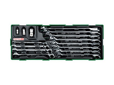 Набор ключей комбинированных с перекл. трещоткой 15 пр. в ложементе Toptul GTA1541