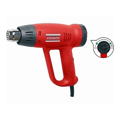 Фен ручной электрический, 2000 Вт, 220 В/50 Гц, 50-600*С, 230,360 л/мин Felisatti ФЭ-2000Э2 Felisatti