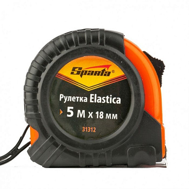 Рулетка Elastica, 5 м.x18 мм., обрезиненный корпус Sparta 31312