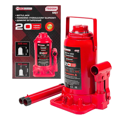 Домкрат бутылочный 20 т, 225-425 мм, с клапаном ForceKraft FK-T92004 MST