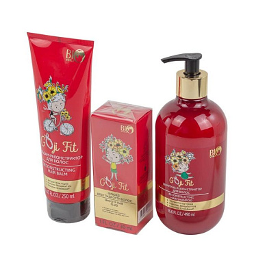 Набор косметики, шампунь-реконструктор 490 мл+Бальзам -реконструктор для волос, 250 мл+Флюид для гладкости волос, 30 мл Bio World BW-2
