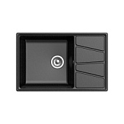 Мойка каменная, прямоугольная одночашевая, каменная, V780, 780*500мм, черный, Granfest 105740